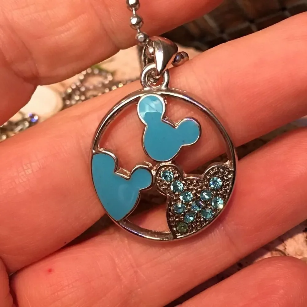 Vintage Mickey Crystal Enamel Necklace